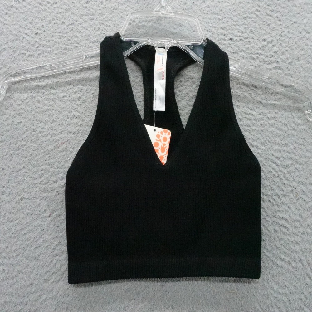Free People Movement Black Ribbed Racerback Cropped Tank Top XS‎ NEW